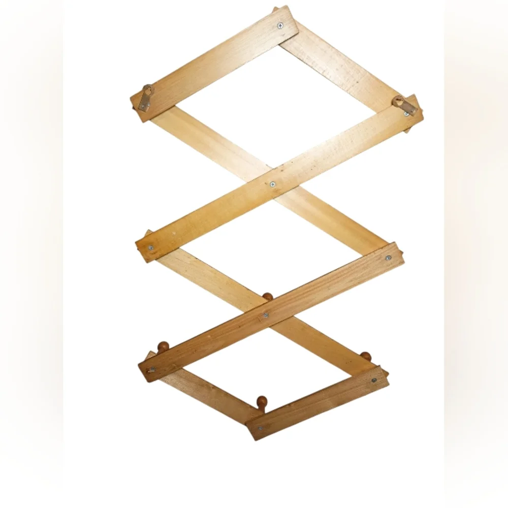 Vintage Acordian Rack Hat Coat Hanger Wall entryway decor kitchen wood mug holde